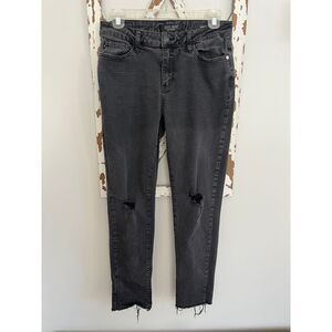 Judy Blue Slim Fit Raw Hem Black‎ Distressed Size 7/28
